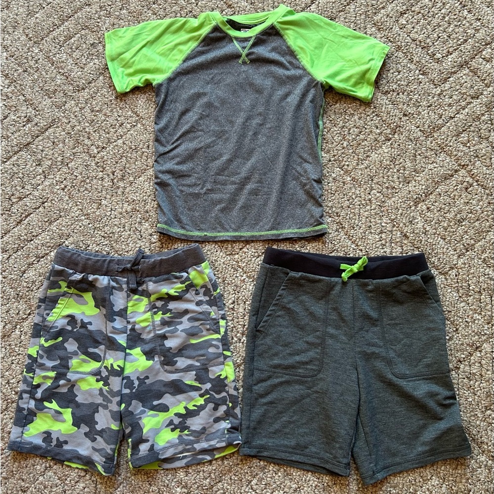 Boys Shirt and Shorts Set - Gray and Green
